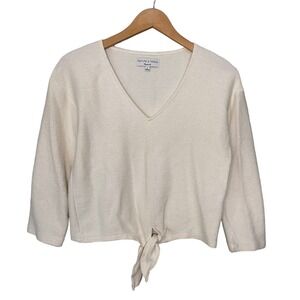 Madewell Texture & Thread Long Sleeve tie Top Cream Size Small